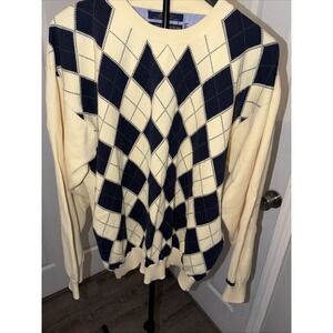 Tommy Hilfiger Golf Argyle sweater Classic Yellow/Blue XL Preppy Old Money Y2K